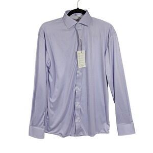 Collars & Co Quattro Flex Dress Shirt Long Sleeve Men Small Lavender Houndstooth